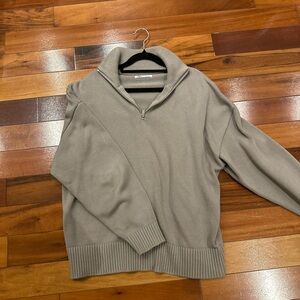 Zara Men's Taupe Zip-Up Sweater
